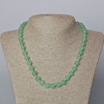 Halskette aus Jade, Naturstein, glatte Kugeln, Durchmesser 8,5 mm, Länge 45–47 cm