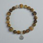 Armband aus gelbem Petersit, glatte Kugeln, Durchmesser 8 mm, 10 mm ± (Stretch), Länge 18 cm ±, mit Metall-Einsätzen