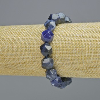 Armband aus natürlichem Sodalit – facettierte Perlen, Durchmesser ca. 10,5×12 mm, Stretcharmband, Länge ca. 18 cm+