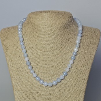 Aquamarin-Halskette aus natürlichem Aquamarin, glatte Kugeln, Durchmesser ca. 8 mm, Länge ca. 45–50 cm