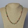 Kette aus Wassermelonen-Granat, natürlicher Stein, glatte Kugel, Durchmesser 8,5 mm, Länge 45–49 cm