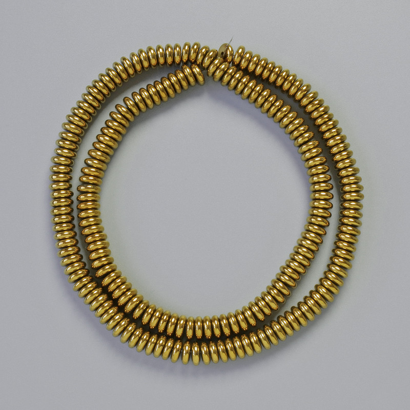 Perlen Einlagen Hämatit Rondell Farbe Dunkelgold, Durchmesser 6x2mm+-, Länge 42cm+- Strang