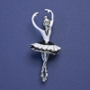 Brosche-Anhänger Ballerina, schwarz-weiße Emaille, silberfarbener Metall, 24×58 mm+