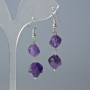 Ohrringe Amethyst, natürlicher Stein, facettiert, Durchmesser ca. 9×8 mm, Länge ca. 4 cm, mit Ohrhaken