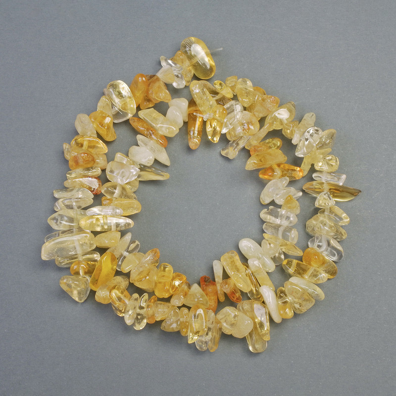 Citrin-Chips aus natürlichem Stein, Durchmesser ca. 14×6 mm, Länge ca. 40 cm, auf Faden