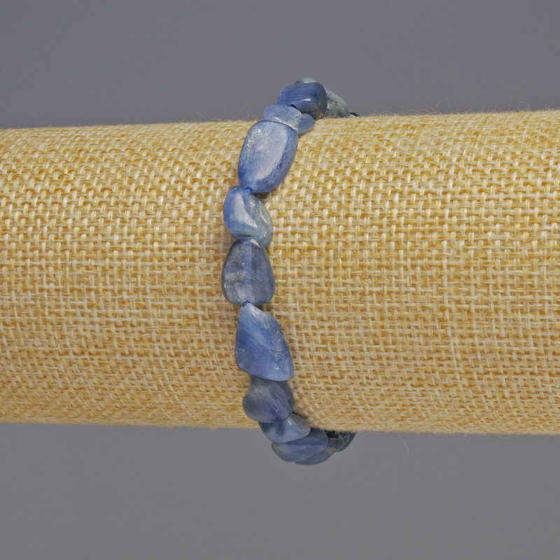 Armband aus Kyanit, natürlicher Stein, facettierte Perlen, Ø 8×10×5 mm ±, Länge ca. 18 cm ± Stretch-Armband