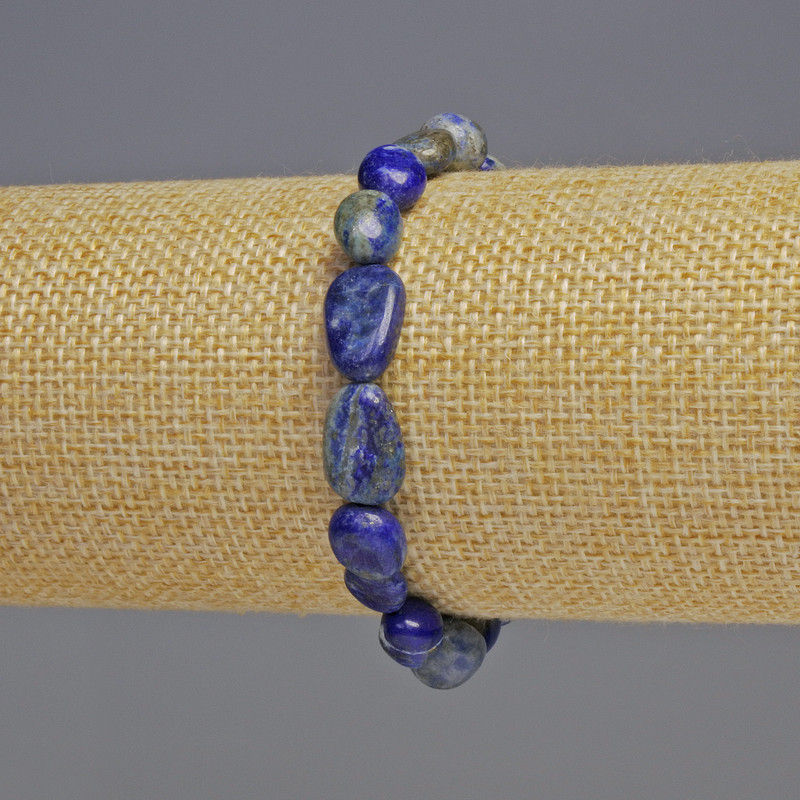Armband aus natürlichem Lazurit, geglättet, Durchmesser 8×10×5 mm, Länge ca. 18 cm, Stretch