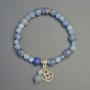 Armband aus Aquamarin und blauem Aventurin mit Anhänger in Knotenform, Durchmesser 6 mm ± und 8 mm ±, Länge 18 cm ±, Stretcharmband