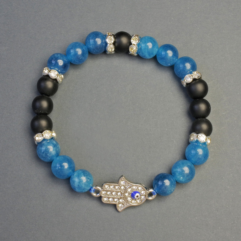 Armband aus Apatit und Schungit (synthetisch) mit Handflächen-Einlage, Ø ca. 8 mm, Länge ca. 18 cm, Stretch