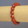 Stretch-Armband aus rotem Jaspis, natürlicher Stein, facettierte Kugeln, Durchmesser 11 × 11 mm, Länge ca. 18 cm