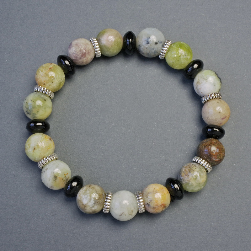 Armband aus grünem Opal und Achat