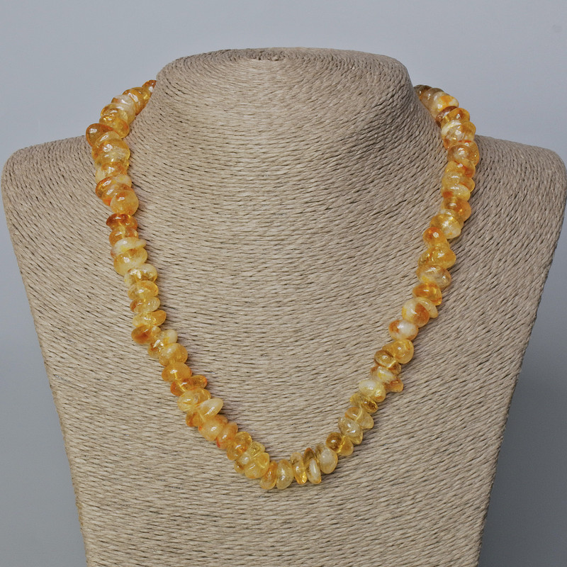 Kette aus natürlichem Citrin, facettiert, Durchmesser ca. 12×5 mm, Länge 49 cm