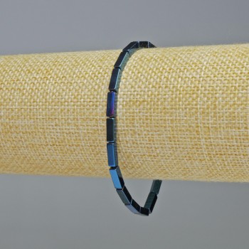 Armband aus blauem Hämatit, Rechtecke – 9×3 mm, Länge ca. 18 cm, Stretch