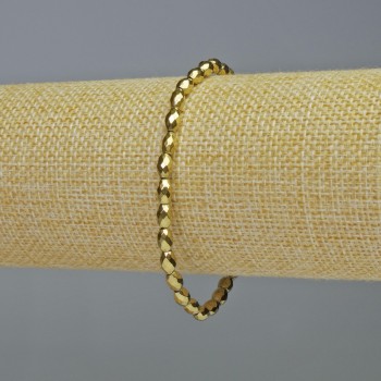 Armband aus facettiertem Hämatit in Goldfarbe, Durchmesser 4×6 mm, Länge ca. 18 cm, Stretch-Armband