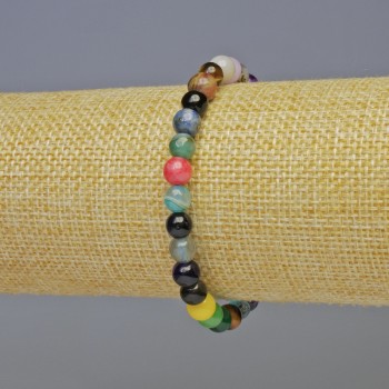 Armband Assorti glatte und facettierte Kugeln, Durchmesser ca. 6 mm, Länge ca. 18 cm, Stretch