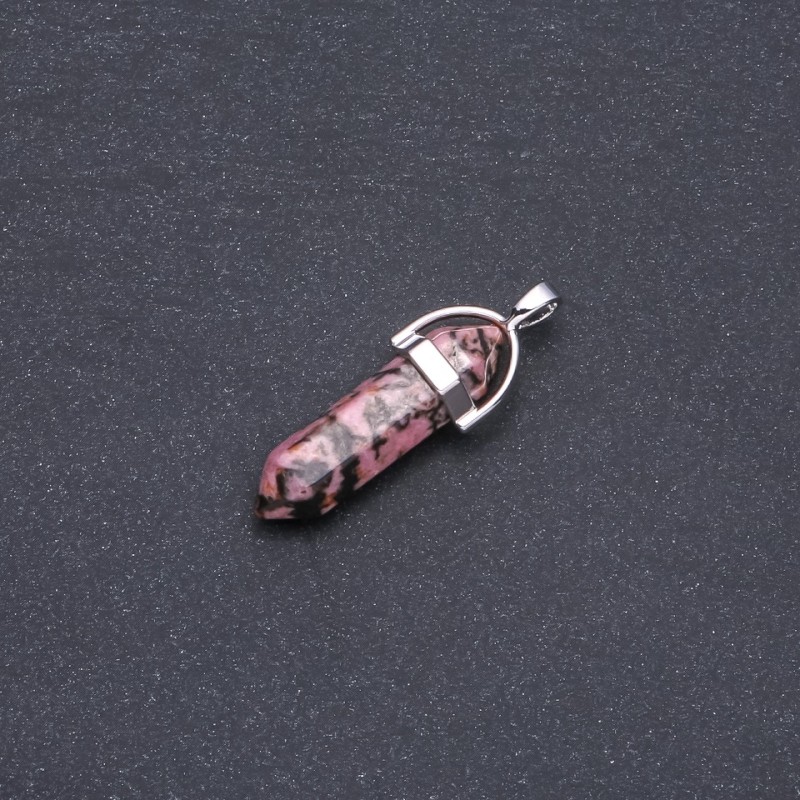 Sechseckiger Rhodonit-Anhänger 39 × 32 × 9 mm
