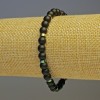 Schungit-Armband, glatte Kugeln Ø6 mm, Regenbogen-Hämatit-Scheiben Ø5×2 mm, Länge ca. 18 cm, Stretcharmband