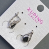 Xuping‑Ohrringe mit schwarzen Steinen, Rhodiumbeschichtung, 16×8 mm