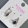 Xuping‑Ohrringe mit schwarzen Steinen, Rhodiumbeschichtung, 16×8 mm