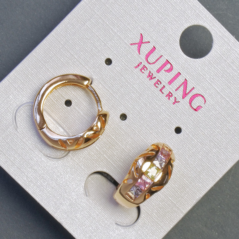 Xuping Ohrringe 18K-Vergoldung mit bunten Kristallen, Durchmesser 15×8 mm+
