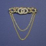 Brosche Akzent im Chanel-Stil, Kettendesign 45×13 mm ±, goldfarbenes Metall