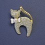 Funkelnde Katzenbrosche mit silberner Beschichtung und goldfarbenem Metall, 39×29 mm+