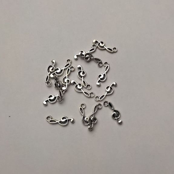Anhänger Violinschlüssel Silber, Durchmesser ca. 19×6 mm ±, Durchmesser ca. 2,2 mm ±, Verpackung 20 g (±) ca. 39 Stück