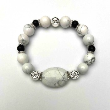 Armband aus Kaolinkügelchen, Durchmesser 10 mm ±, oval, Durchmesser 25 × 18 mm ± – Schungit, Länge 18 cm ± – elastisch