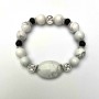 Armband aus Kaolinkügelchen, Durchmesser 10 mm ±, oval, Durchmesser 25 × 18 mm ± – Schungit, Länge 18 cm ± – elastisch