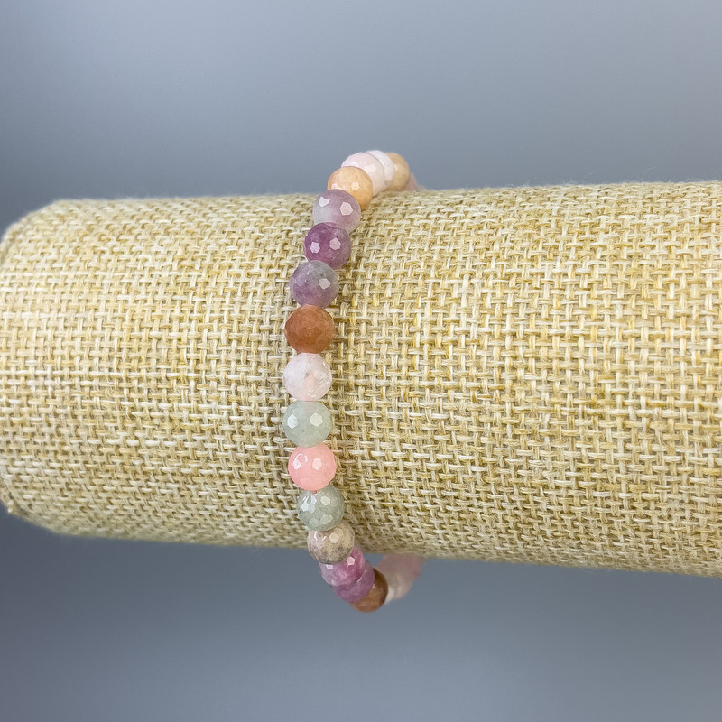 Jade Jadeit facettierte Kugeln 6 mm, Stretch-Armband, Länge ca. 18 cm