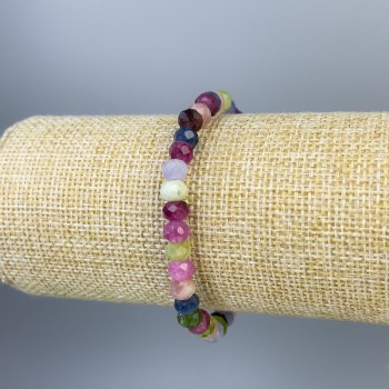 Armband aus facettiertem Turmalin, Rondell-Form 6×5 mm, Länge ca. 18 cm, Elastikband