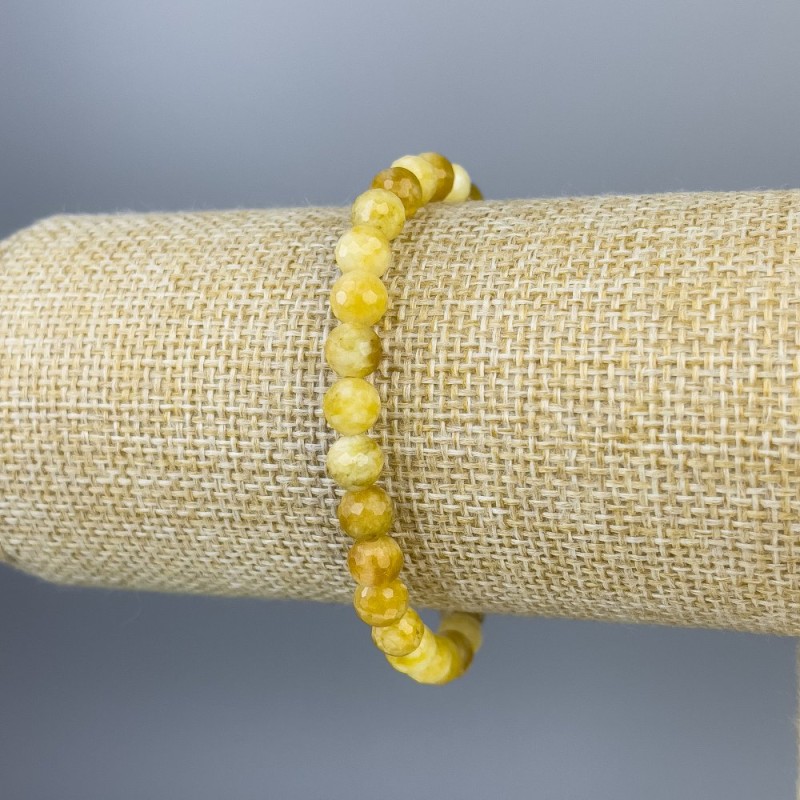 Jadeit-Kugelförmiges, facettiertes Armband 6 mm,Stretch-Länge ca. 18 cm