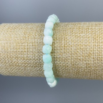 Angelit-Armband, facettierte Würfel, Kantenlänge 7×7 mm, Länge ca. 18 cm, Stretch