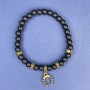 Schungit-Armband, Durchmesser ca. 6 mm, mit Metall-Einlagen, Länge ca. 18 cm, elastisch