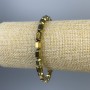 Hämatit-Armband in sechseckiger Form, goldfarben, Durchmesser 8×5 mm ±, Länge ca. 18 cm ±, Stretcharmband