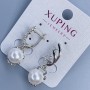 Ohrringe Xuping rhodiniert mit Majorka-Perle, Durchmesser 10 mm und weiße Strasssteine, Länge 30 mm +