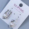 Xuping rhodiumbeschichtete Ohrringe mit einer Perle, Durchmesser 8 mm und weißen Strasssteinen, Länge 24 mm +