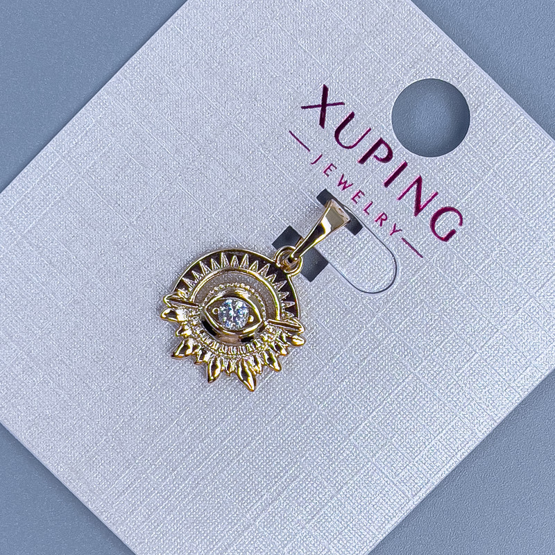 Xuping-Anhänger mit weißem Kristall, Durchmesser ca. 14 mm, Länge ca. 20 mm, Vergoldung 18K