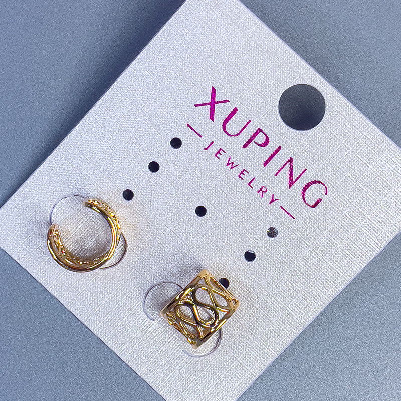 Doppel-Ohrclip Xuping mit Muster, 10×8 mm ± Vergoldung 18K