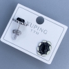 Xuping-Ohrstecker-Kugeln mit schwarzem Stein, 12×10 mm, rhodiniert