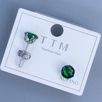 Kugel-Ohrstecker Xuping mit grünem Stein 6 mm ± Rhodiobeschichtung