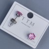 Xuping-Ohrstecker mit rosa Stein, 6 mm ± Rhodiumbeschichtung