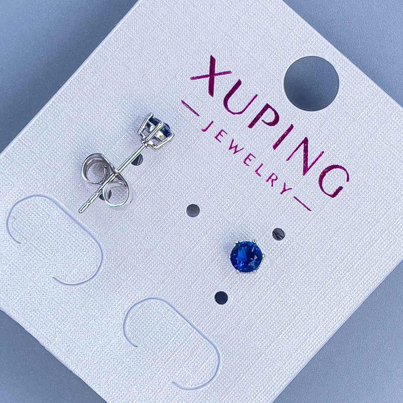 Kugel-Ohrstecker Xuping mit blauem Stein, 4 mm ± rhodiniert