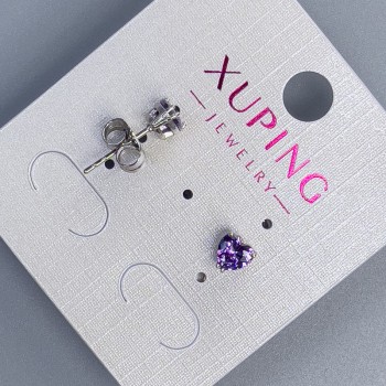 Ohrstecker in Herzform „Herz mit violettem Stein“ Xuping – rhodiumbeschichtet