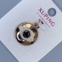 Xuping-Anhänger mit weißen Strasssteinen und schwarzem Kristall, Durchmesser 19 mm, Dicke ca. 5 mm, Länge ca. 29 mm, Vergoldung
