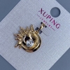 Xuping-Anhänger mit weißem Kristall, Durchmesser ca. 19 mm, Dicke ca. 5 mm, Länge ca. 25 mm, vergoldet