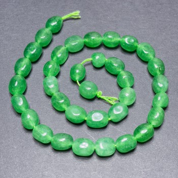 Jade-Perlen (künstlich) auf Faden, facettiert, Durchmesser 10 × 7 mm, Länge 38 cm ±