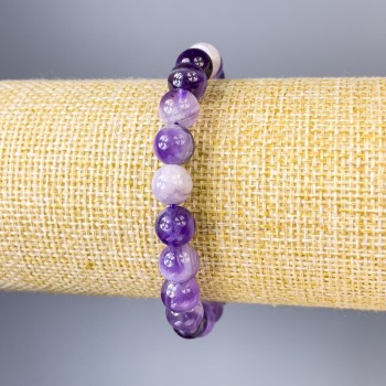 Amethyst-Armband mit glatten Kugeln, Durchmesser ca. 8 mm, Länge ca. 18 cm, Stretcharmband