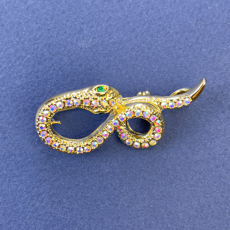 Brosche-Anhänger „Schlange“, goldfarbenes Metall, 44×20 mm +