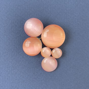 Anhänger-Brosche »Akzent« Rosa Katzenauge mit Goldmetall, 33×43 mm+